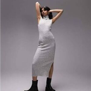 Top Shop Elegant Gray Sleeveless Dress